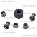 Доп фото Комплект гайка M17 и 5 цанг D6мм+D6.35мм+d8мм+d9.52+d10мм для съемных и кромочных фрезеров №10