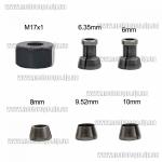 Доп фото Комплект гайка M17 и 5 цанг D6мм+D6.35мм+d8мм+d9.52+d10мм для съемных и кромочных фрезеров №8