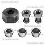 Доп фото Комплект гайка M17 и 5 цанг D6мм+D6.35мм+d8мм+d9.52+d10мм для съемных и кромочных фрезеров №3